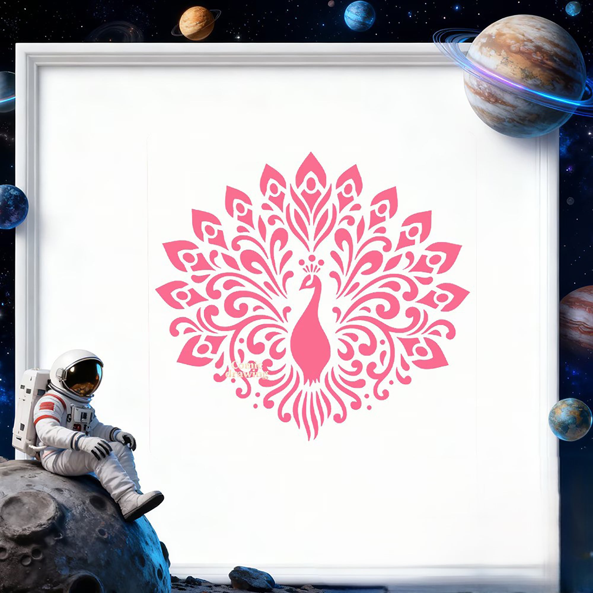 reusable peacock feather stencil for crafts