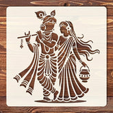 Cliths Radha Krishna Stencils for Painting Reusable Hindu God Character Stencil for Art Craft Wall Wood Fabric Canvas Drawing DIY Home Decor Plastic Sheet for Kids and Adults