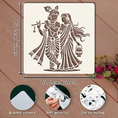Cliths Radha Krishna Stencils for Painting Reusable Hindu God Character Stencil for Art Craft Wall Wood Fabric Canvas Drawing DIY Home Decor Plastic Sheet for Kids and Adults
