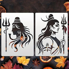Cliths Shiva Stencils for Painting Reusable Hindu God Character Stencil for Art Craft Wall Wood Fabric Canvas Drawing
