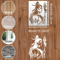 Cliths Shiva Stencils for Painting Reusable Hindu God Character Stencil for Art Craft Wall Wood Fabric Canvas Drawing