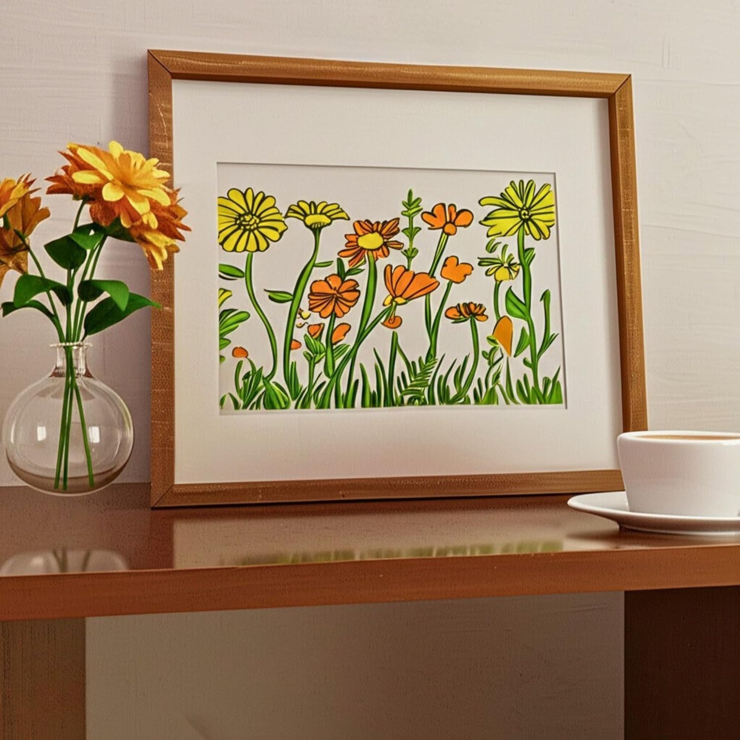 wildflower wall painting stencil for boho farmhouse decor