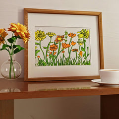 wildflower wall painting stencil for boho farmhouse decor