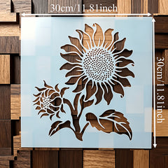 Large Sunflower PET Painting Stencil for DIY Art & Craft, Reusable Plastic Template for Wood, Wall, Fabric, Furniture & Canvas, Pack of 1, Cliths