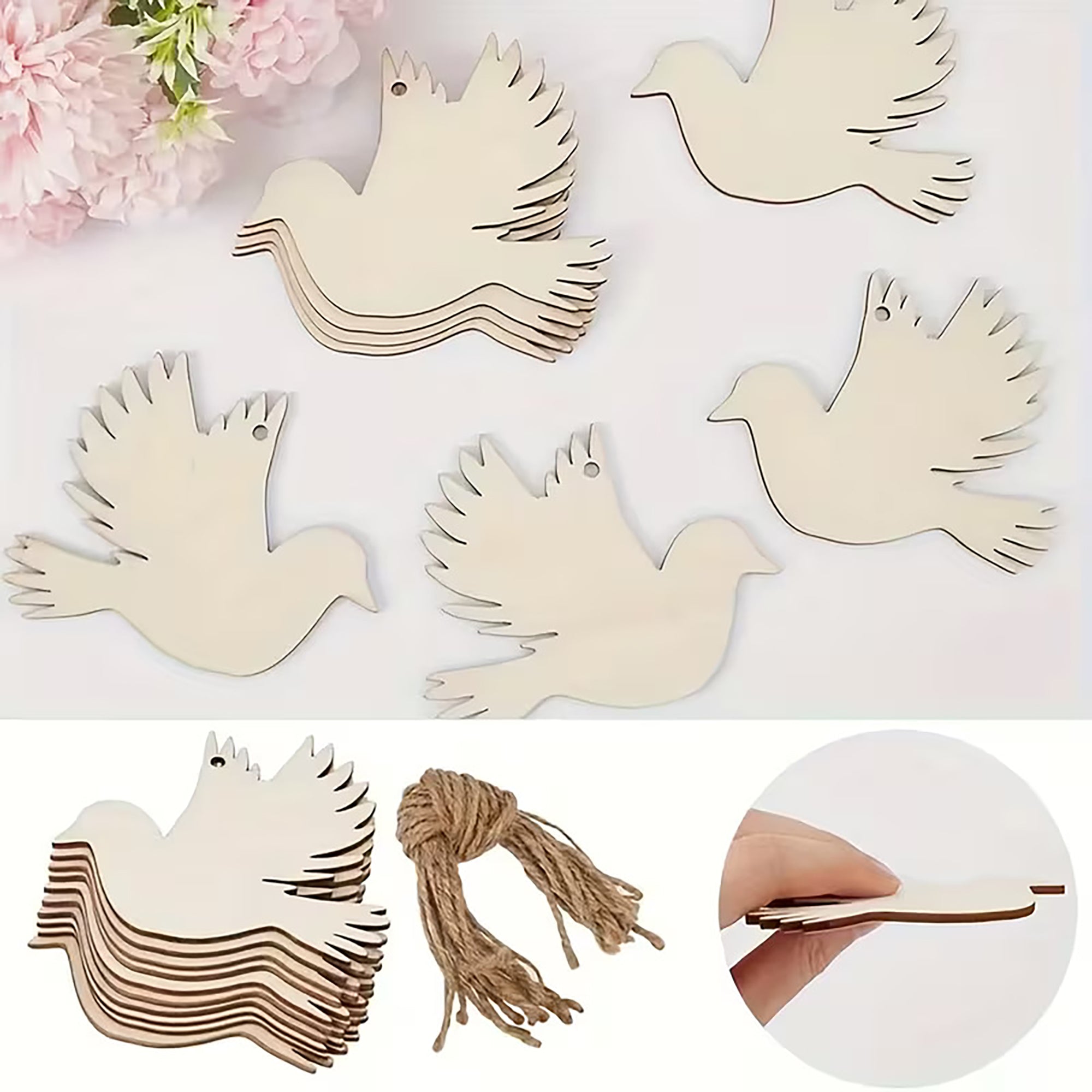 unfinished wooden bird shape