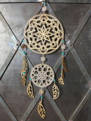 American Elm Wooden Dreamcatcher - Natural Ethnic Wood Art Dream Catcher for Home Decor - Mystical Gift - Boho Decor
