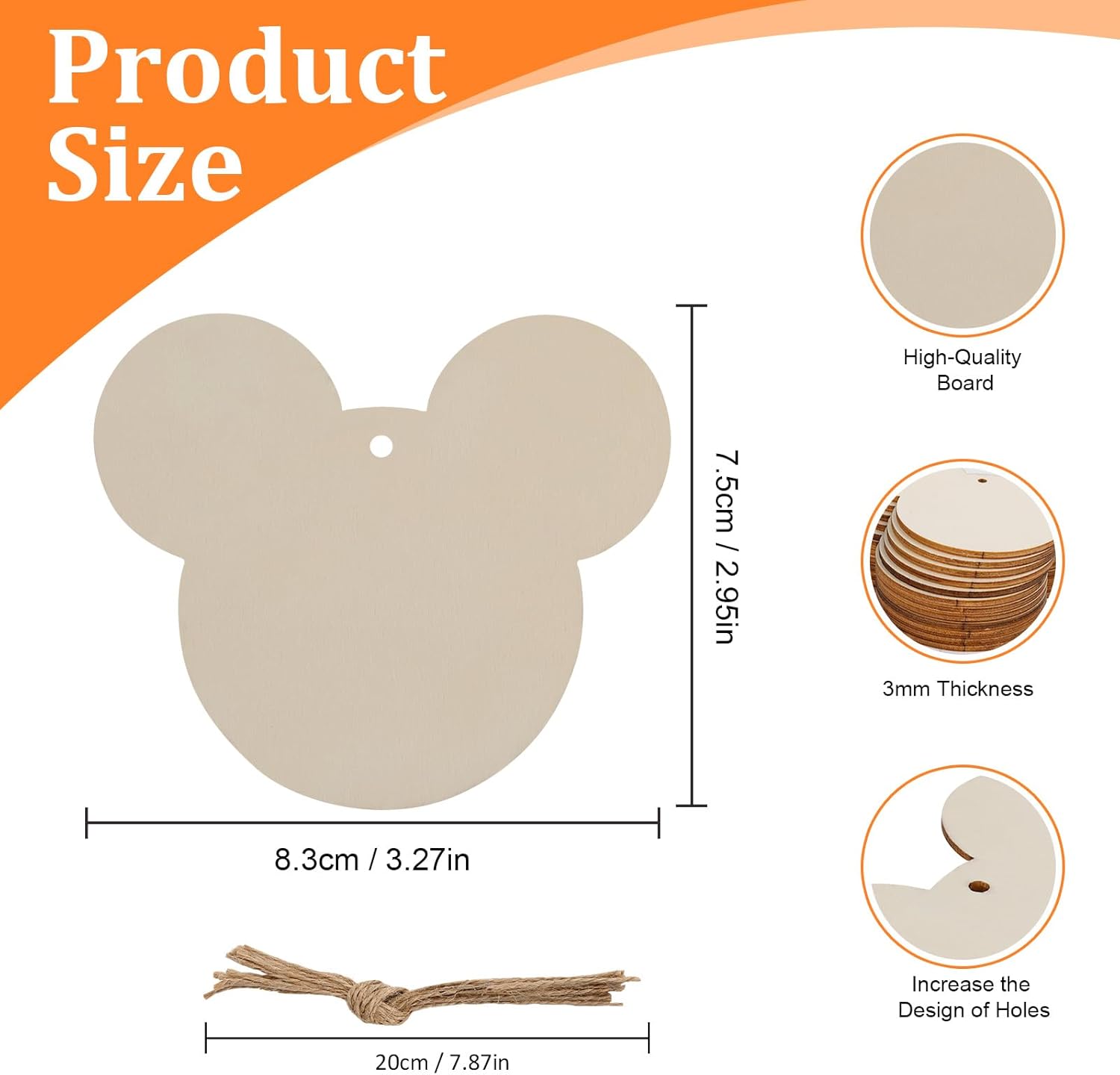 unfinished wood mouse head shapes for kids art crafts