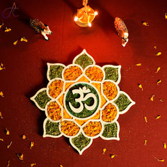 American Elm 2-Layer Rangoli Cutout with OM Symbol Decorative MDF Panel DIY Hindu Festival & Home Décor
