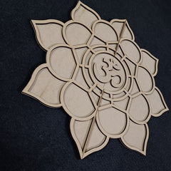 American Elm 2-Layer Rangoli Cutout with OM Symbol Decorative MDF Panel DIY Hindu Festival & Home Décor