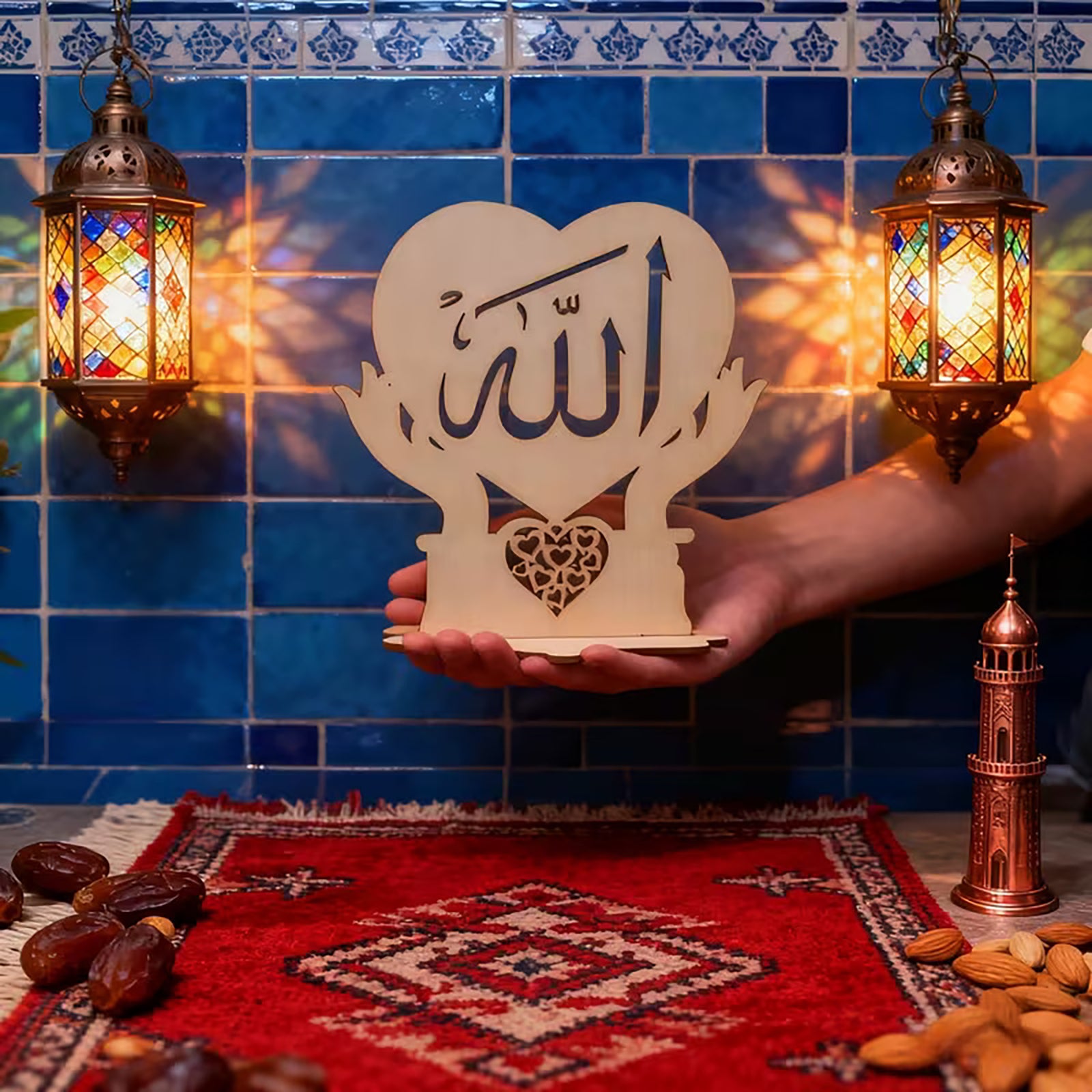 wooden islamic table decoration