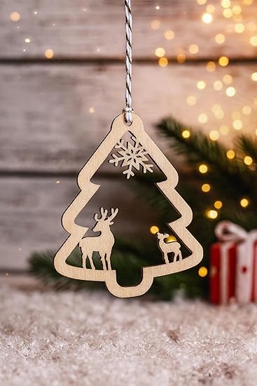 wooden christmas tree hanging ornaments