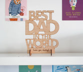 American Elm Best Dad in The World Wooden Cutout Table Decor Sign Birthday Gift Love You Daddy MDF Desk Plaque Standee Home Office Decor