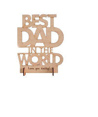 American Elm Best Dad in The World Wooden Cutout Table Decor Sign Birthday Gift Love You Daddy MDF Desk Plaque Standee Home Office Decor