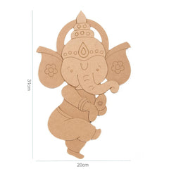American Elm Little Birdie Dancing Ganesha MDF Cutout Board with Hanging Hook Wooden Ganesha Wall Art for Craft Painting Home Decor MDF Base for DIY Art Projects