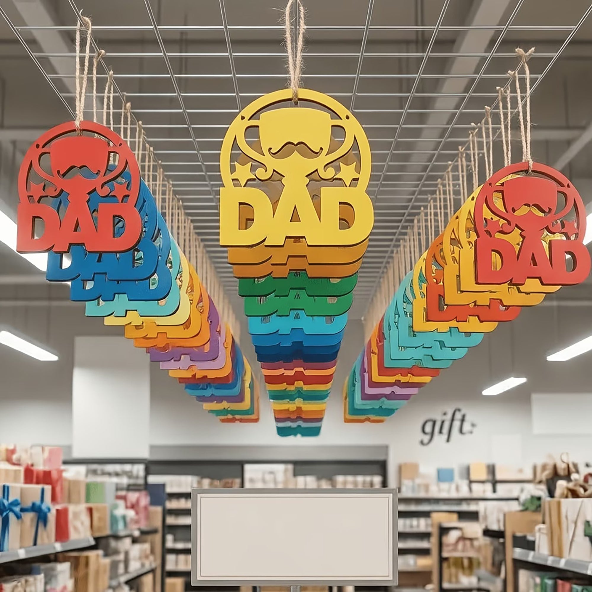 pack of 10 fathers day wooden craft ornaments