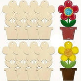 Cliths 10 Pcs Wooden Flower Pot Cutouts for DIY Craft Painting Projects Home Garden Decor