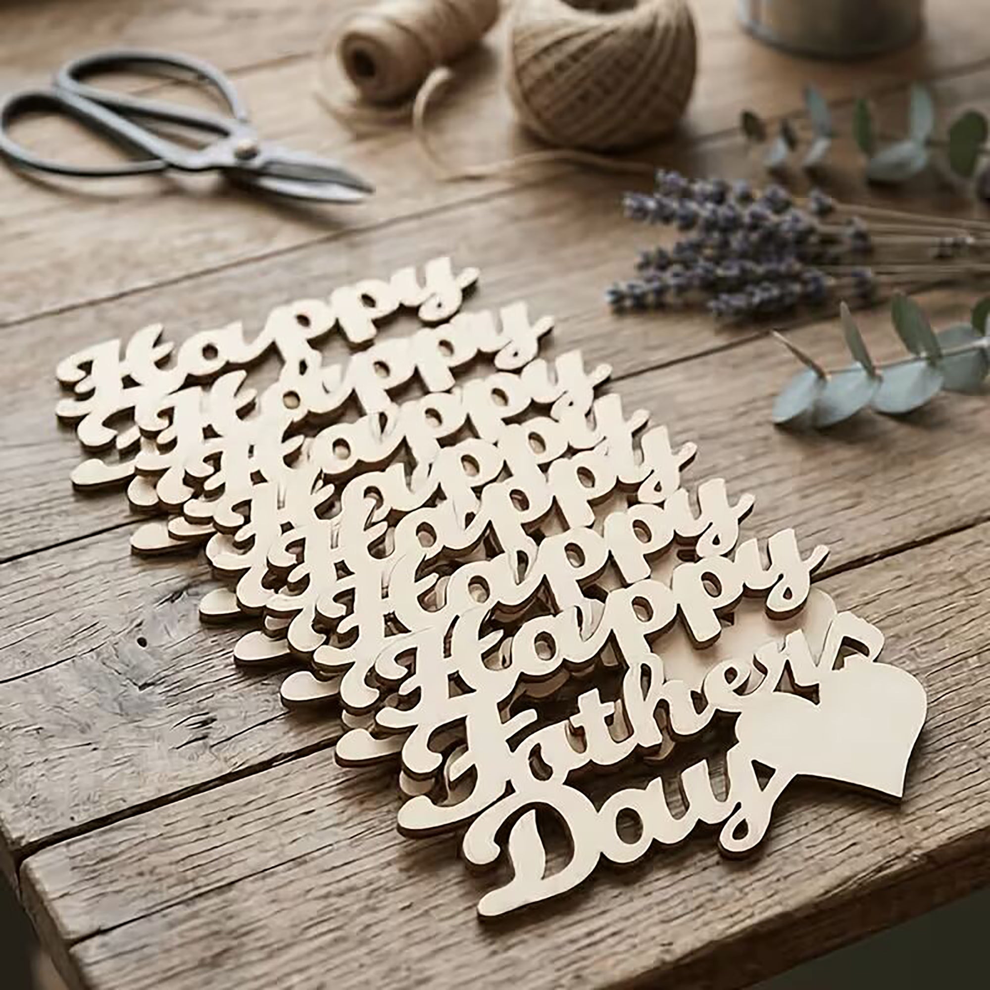 pack of 10 fathers day wooden ornaments