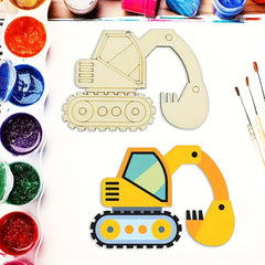 wooden excavator cutout for kids craft