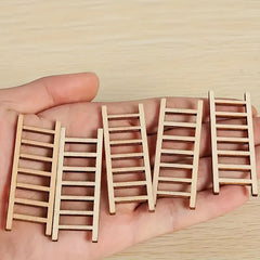 American Elm Pack of 10 Mini Wooden Ladders for Fairy Gardens, DIY Crafts & Home Decor Pine MDF Craft Supplies