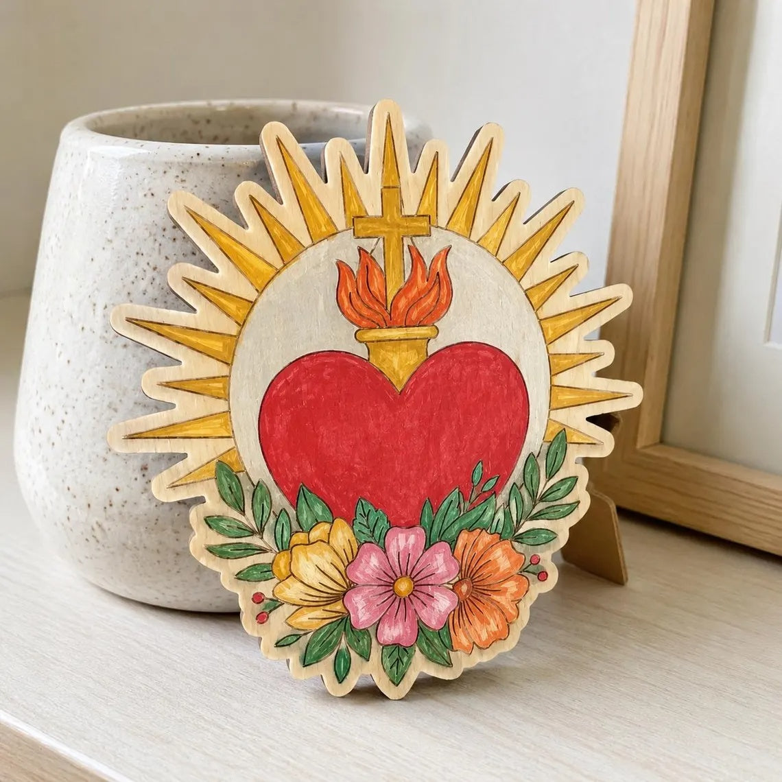 sacred heart cutout for resin and lippan art