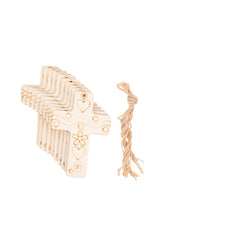 American Elm Wooden Cross Cutout MDF DIY Craft Shape with Engraved Patterns for Painting, Hanging Decoration