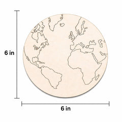 wooden world map cutout for painting