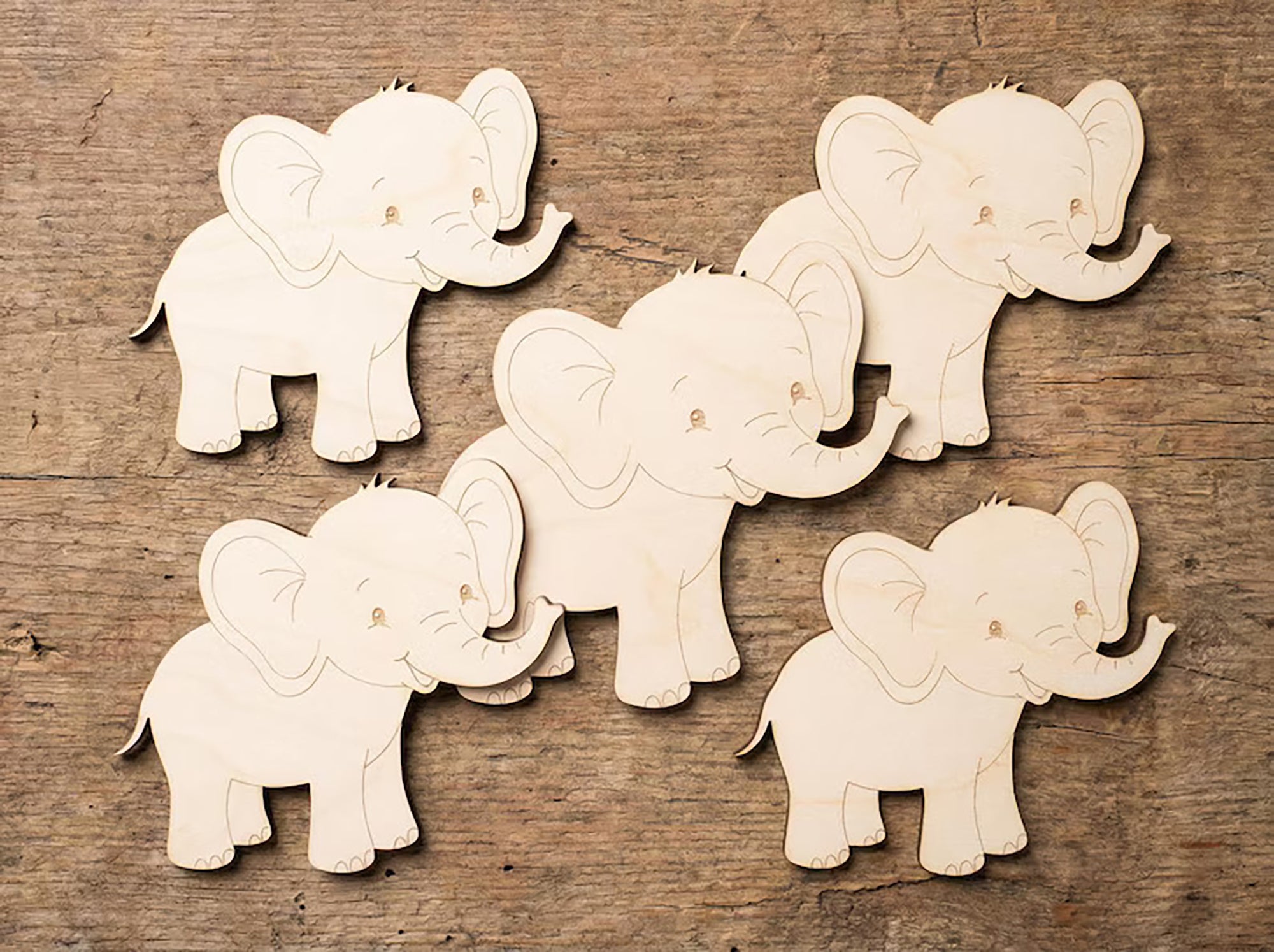 unfinished wood elephant shape for resin art
