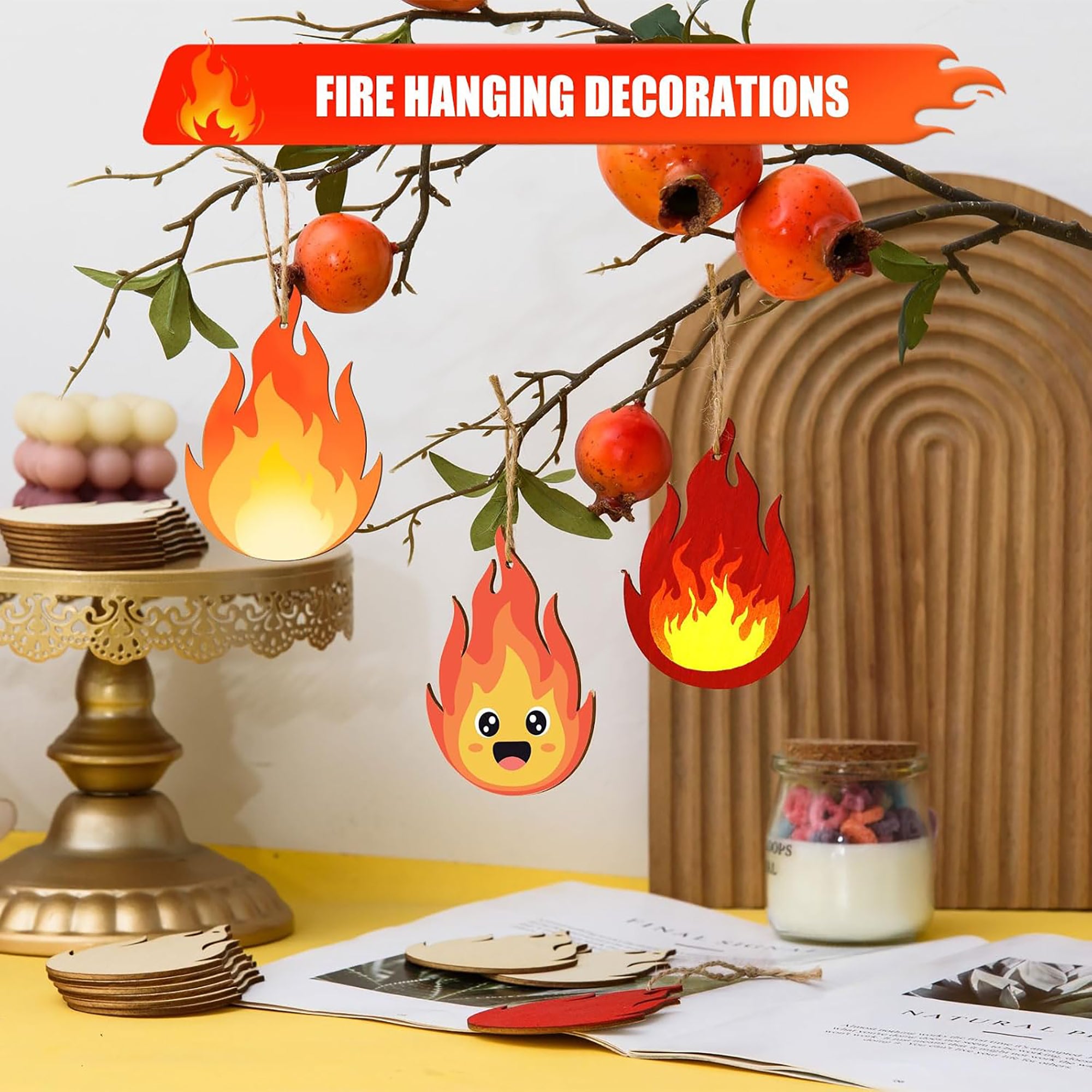 flame mdf blank for decoupage and stencil painting