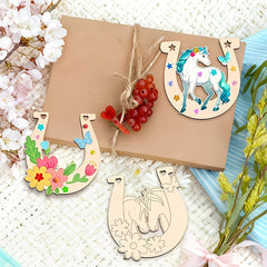 unfinished horseshoe wood cutout for diy crafts