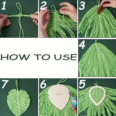macrame leaf template wood