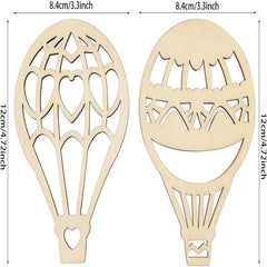 Hot Air Balloon Shape MDF Wooden DIY Art & Craft Cutout for Painting, Doodling & Resin Art, Pack of 12, Cliths
