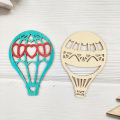 Hot Air Balloon Shape MDF Wooden DIY Art & Craft Cutout for Painting, Doodling & Resin Art, Pack of 12, Cliths
