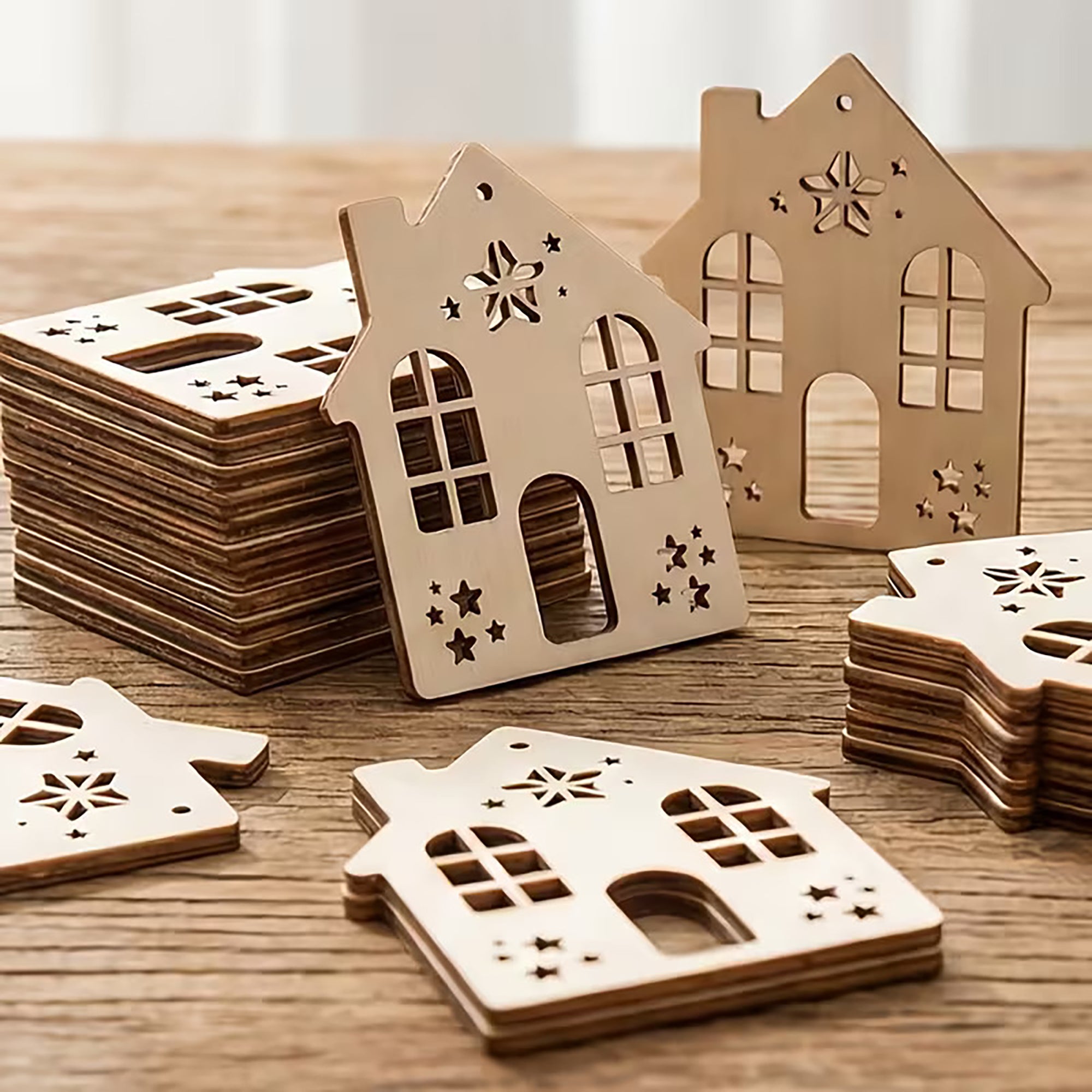 pack of 12 mdf craft base house shape