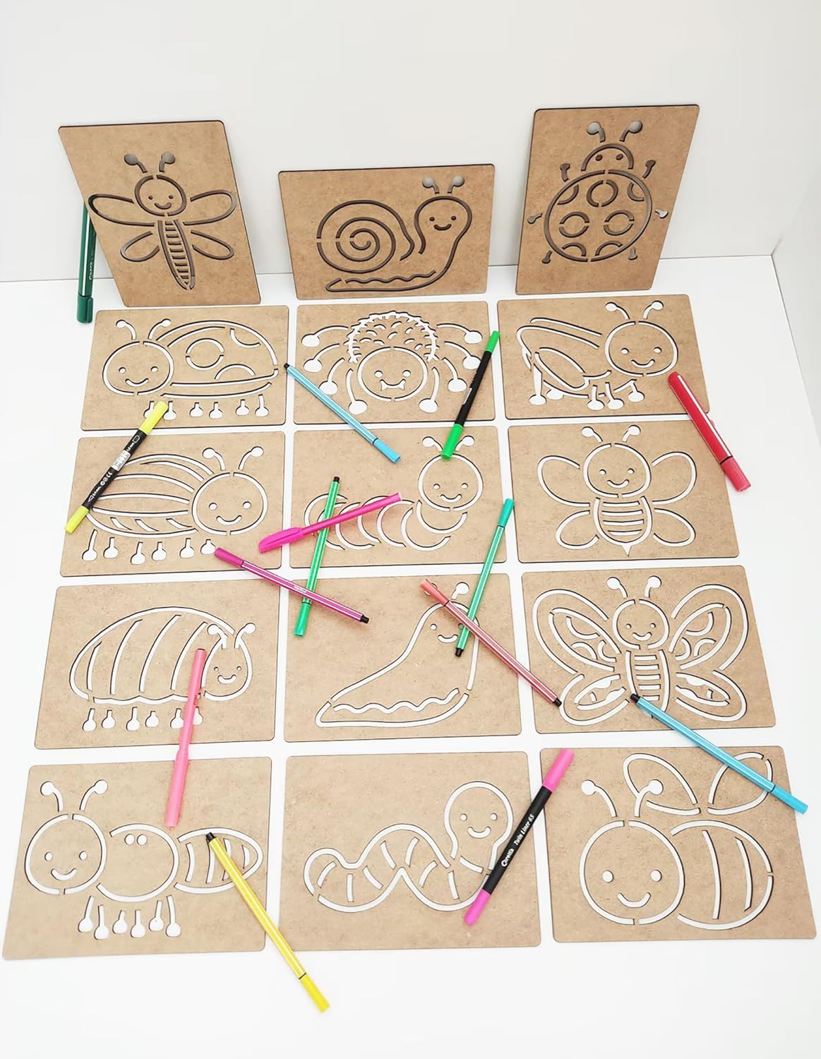 insect drawing practice wooden board