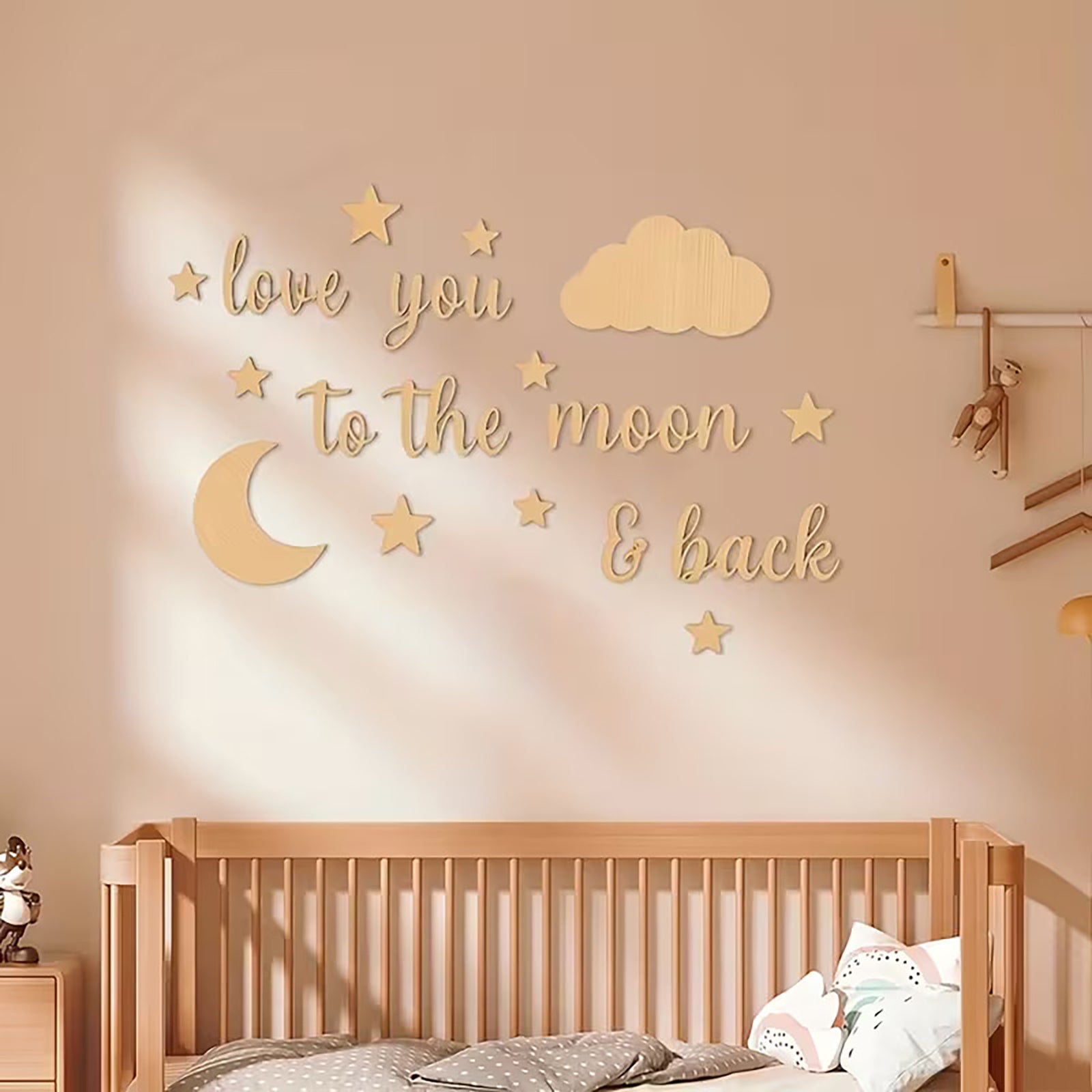 wooden moon and stars wall stickers