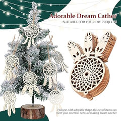 Cliths 20pcs Wooden DIY Dream Catchers Kits Unfinished Wood Dream Catcher Cutouts for Painting, Christmas Tree Hanging Ornaments, Home Craft Decoration