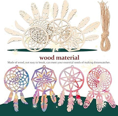 Cliths 20pcs Wooden DIY Dream Catchers Kits Unfinished Wood Dream Catcher Cutouts for Painting, Christmas Tree Hanging Ornaments, Home Craft Decoration