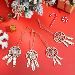 Cliths 20pcs Wooden DIY Dream Catchers Kits Unfinished Wood Dream Catcher Cutouts for Painting, Christmas Tree Hanging Ornaments, Home Craft Decoration