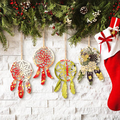 Cliths 20pcs Wooden DIY Dream Catchers Kits Unfinished Wood Dream Catcher Cutouts for Painting, Christmas Tree Hanging Ornaments, Home Craft Decoration