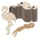 American Elm 20 Pcs Wooden Flamingo Cutouts for DIY Crafts Unfinished MDF Wood Ornaments for Hawaii Theme, Summer Decor, Kids Art Projects