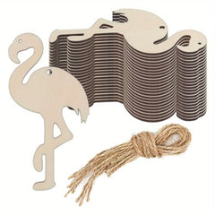 American Elm 20 Pcs Wooden Flamingo Cutouts for DIY Crafts Unfinished MDF Wood Ornaments for Hawaii Theme, Summer Decor, Kids Art Projects