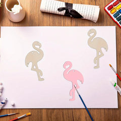 American Elm 20 Pcs Wooden Flamingo Cutouts for DIY Crafts Unfinished MDF Wood Ornaments for Hawaii Theme, Summer Decor, Kids Art Projects