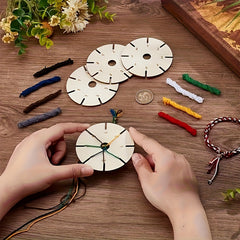 craft jewelry kit with wooden circular loom and slots