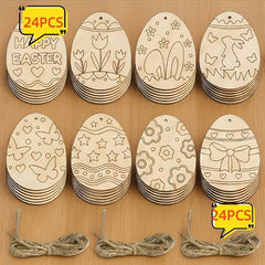 Egg Shape MDF Wooden DIY Art & Craft Base for Easter Painting 3.15 x 2.36 Inch, | 3mm Thickness, | Pack of 24 – Cliths