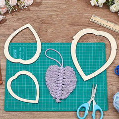 Cliths Wooden Heart Shaped Macrame Cutting Molds Frame Stencil Template for DIY Painting Wall Art