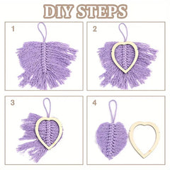 Cliths Wooden Heart Shaped Macrame Cutting Molds Frame Stencil Template for DIY Painting Wall Art