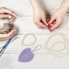 Cliths Wooden Heart Shaped Macrame Cutting Molds Frame Stencil Template for DIY Painting Wall Art