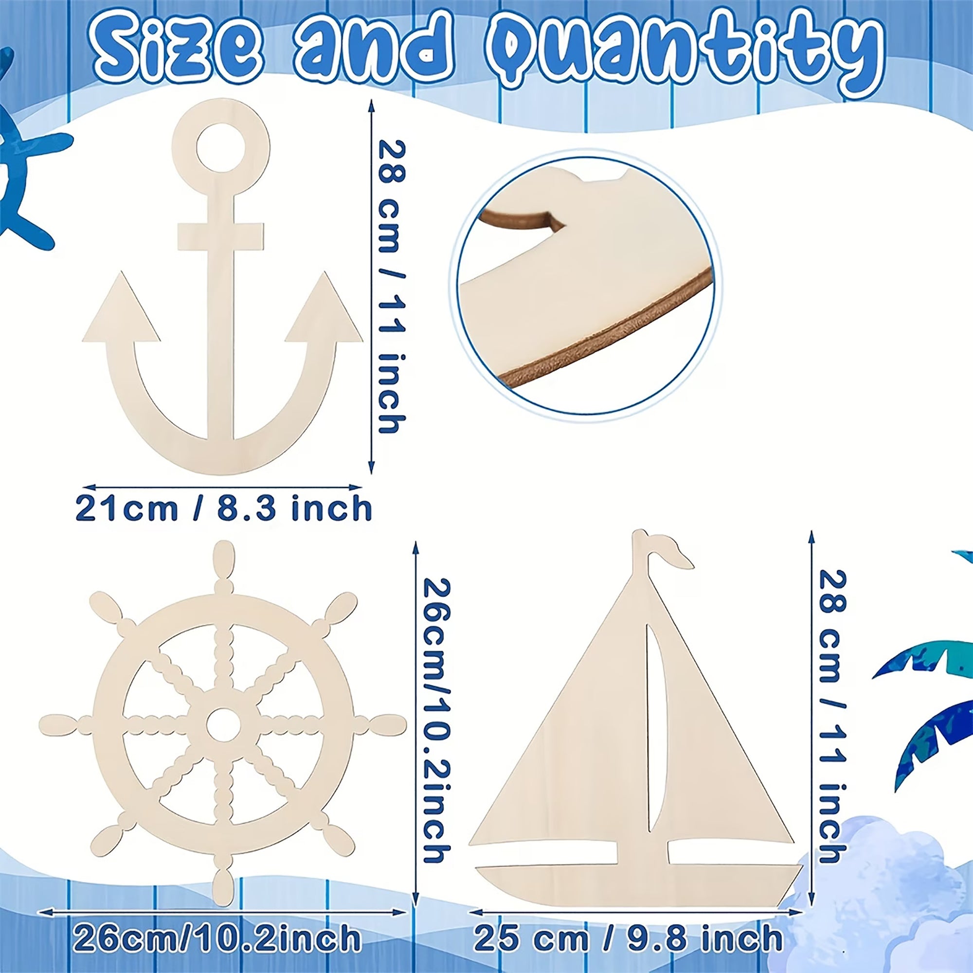 wooden anchor wheel sailboat for painting