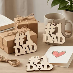 pack of 30 dad shape wooden ornaments