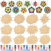 Cliths 36 Pcs Philippine Christmas Tree Ornaments DIY Kit with Wooden Filipino Cutouts Color Pens Paint Your Own Xmas Hanging Decorations Craft Set for Kids Adults